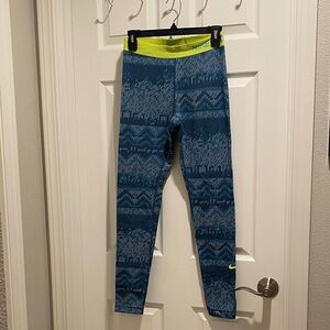 Nike Vibrant Blue and Neon Yellow Leggings